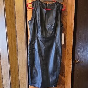 Black Faux Leather Party Dress